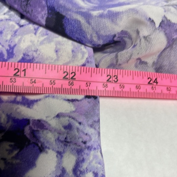 Women’s Purple Floral Button-Down Blouse  Sheer Top by ROZ& ALI, Size L - Picture 9 of 10
